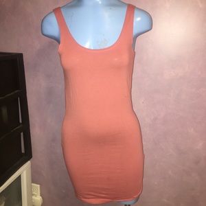 Coral colored bodycon dress